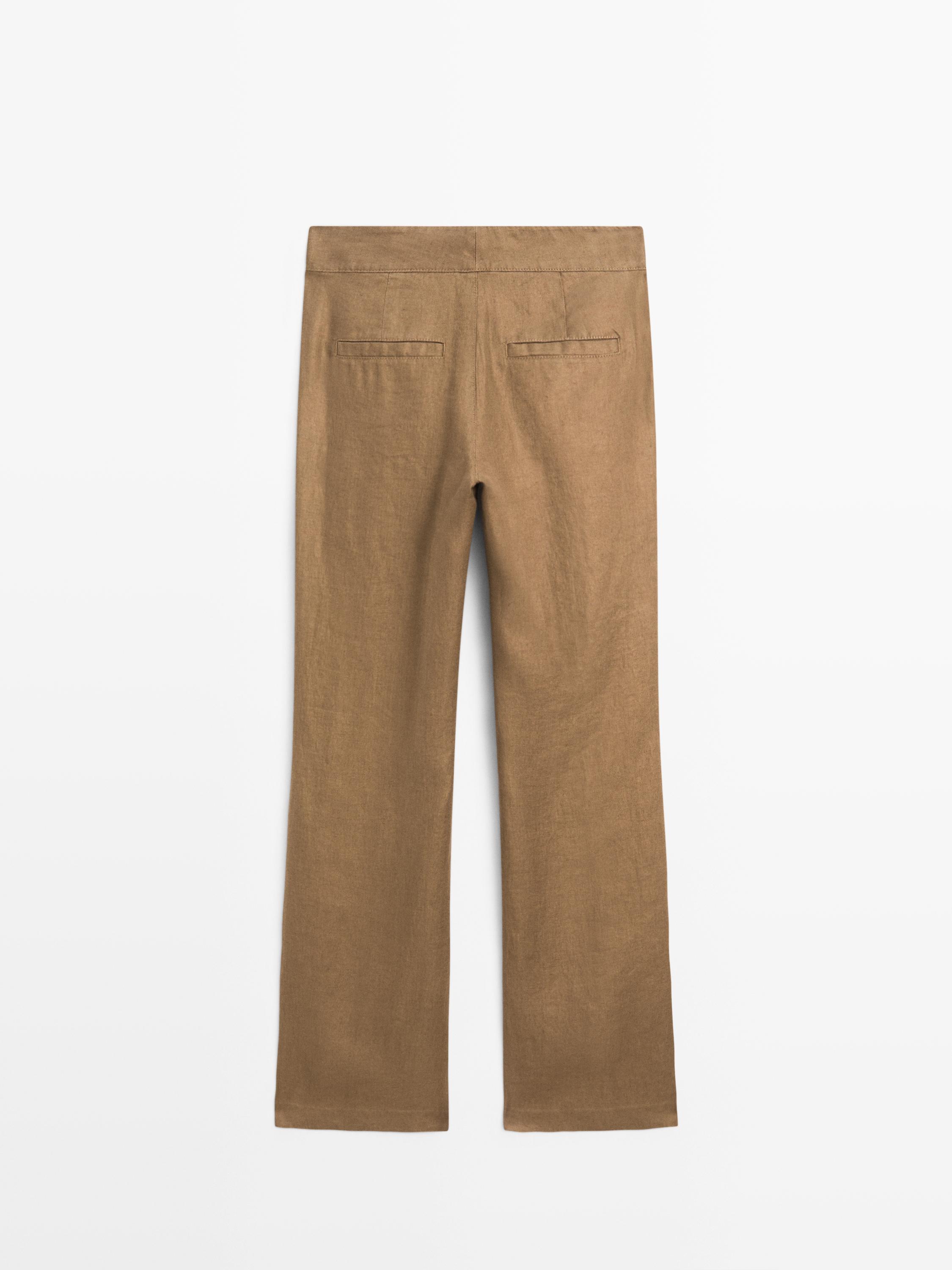 100% linen kick flare fit pants
